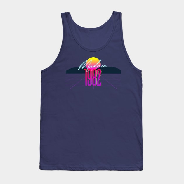 Made In 1982 ∆∆∆ VHS Retro 80s Outrun Birthday Design Tank Top by DankFutura